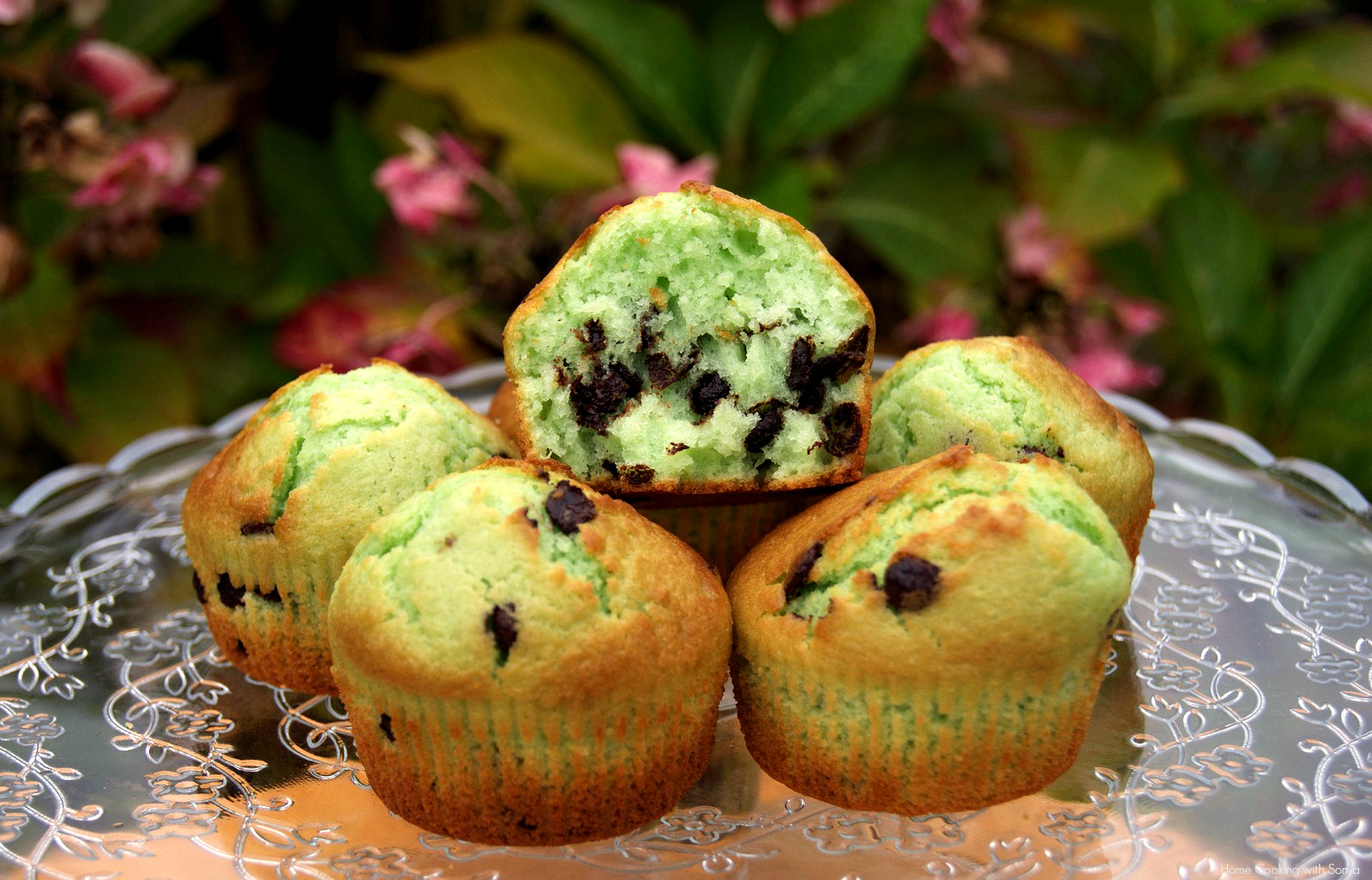 Home Cooking with Sonya Mint Chocolate Chip Muffins