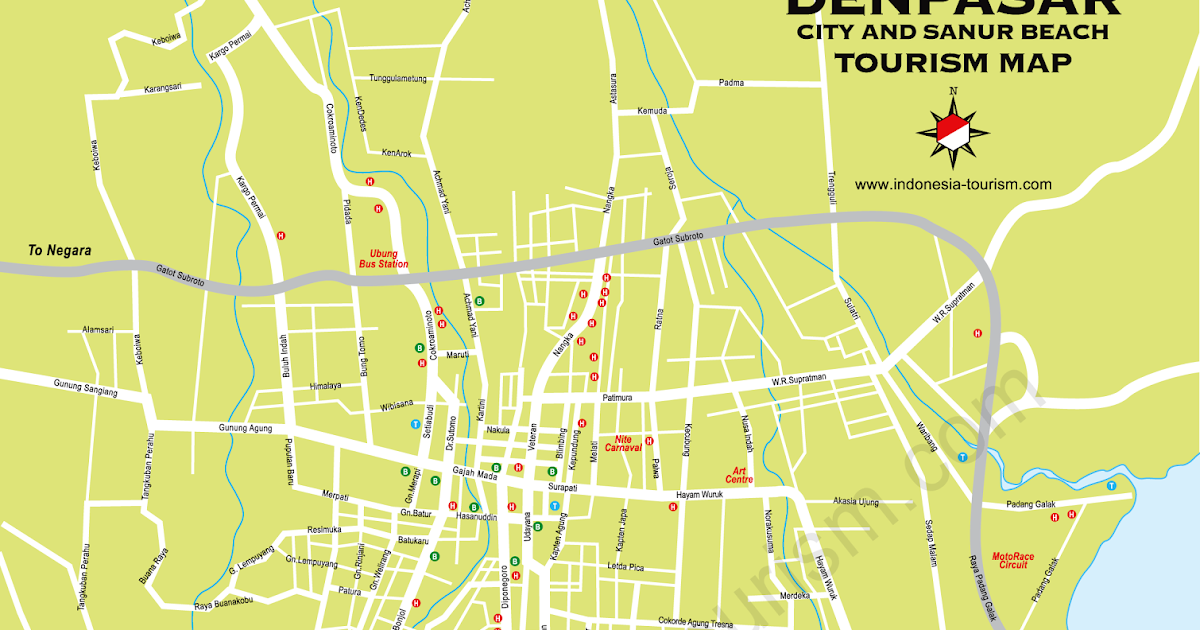 Peta jalan Kota Denpasar dan Pantai Sanur ~ Dunia L U C K Y