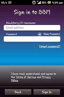Sign In to BBM