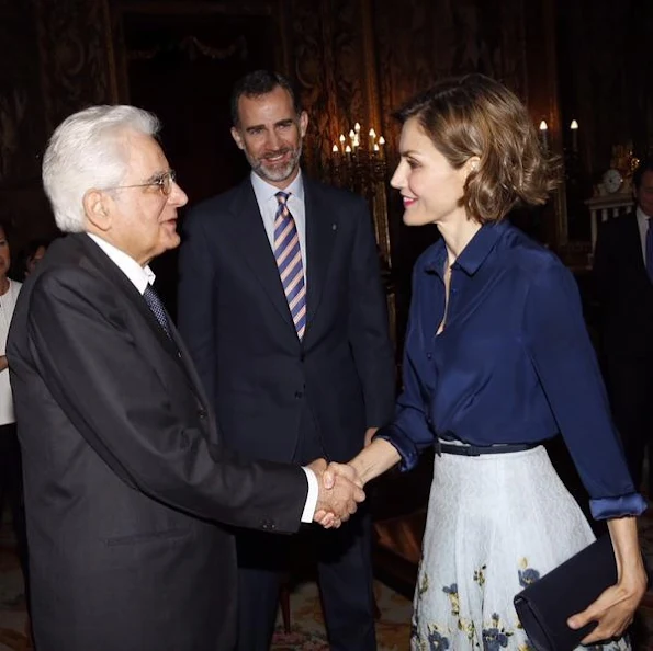 King Felipe of Spain and Queen Letizia of Spain receives President of the Italian Republic Sergio Mattarella at the Royal Palace