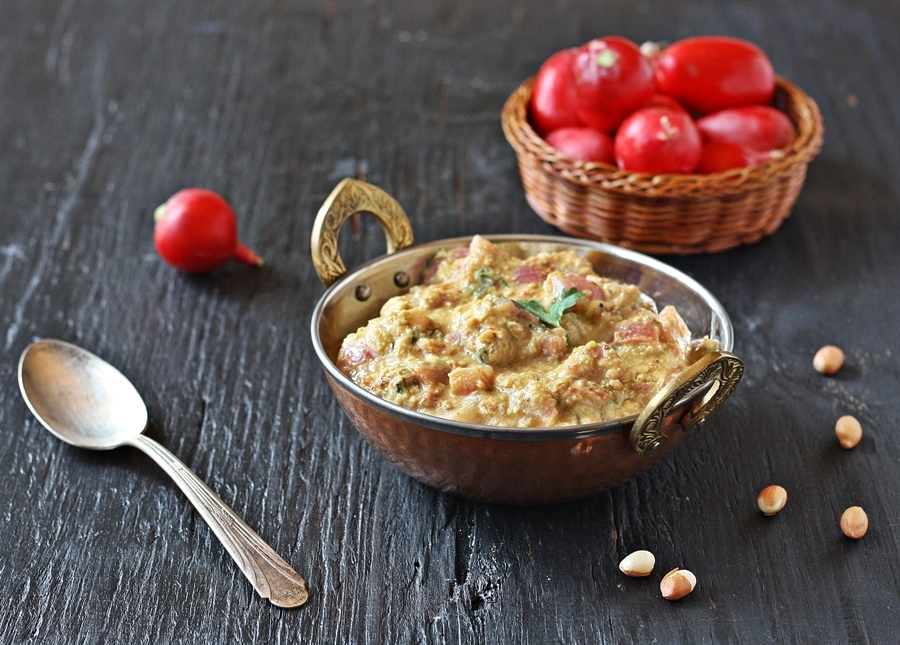 Versatile Vegetarian Kitchen Radish Curry in Peanut sauce