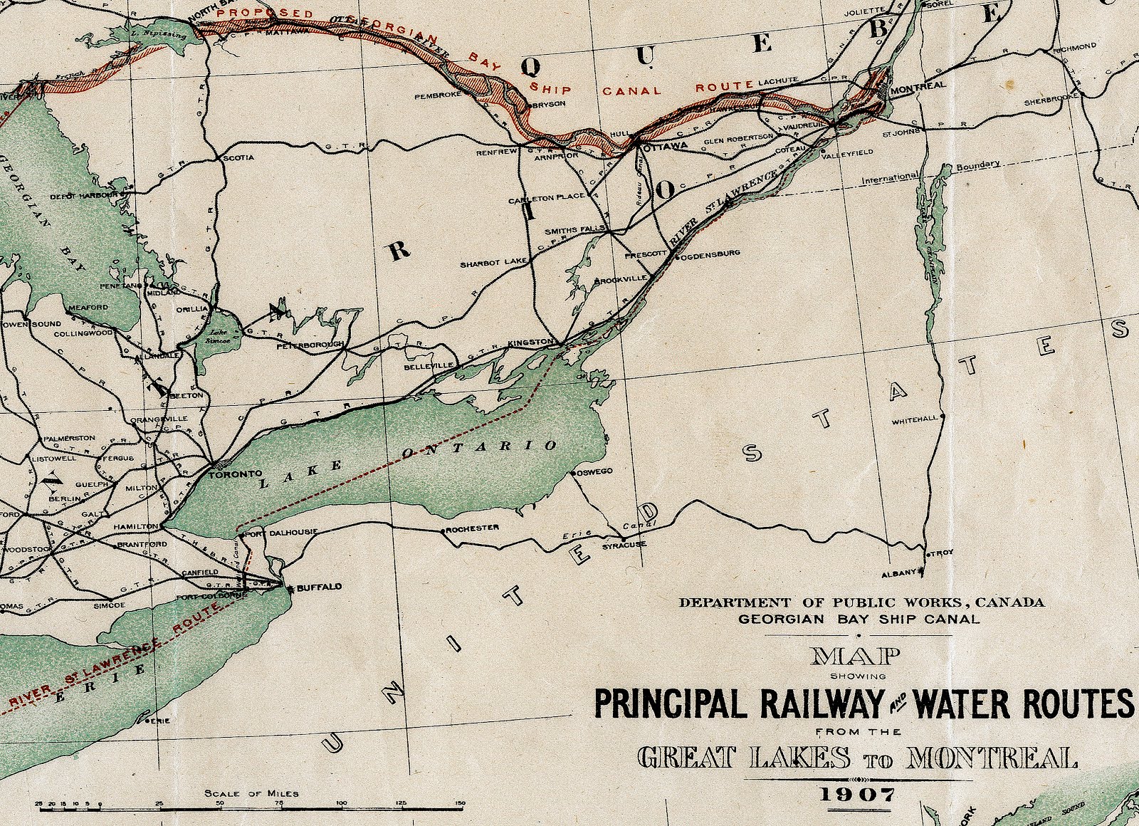 the georgian bay ship canal was intended to create a direct route for ocean going vessels between the port of montreal and the upper great lakes the georgian bay ship canal was intended to create a direct route for ocean going vessels between the port of montreal and the upper great lakes