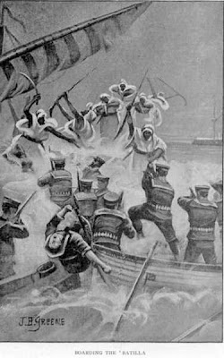 Somali warriors board British naval batilla