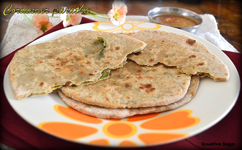 Coriander paratha Indian breads Lunch box recipes Creative saga...