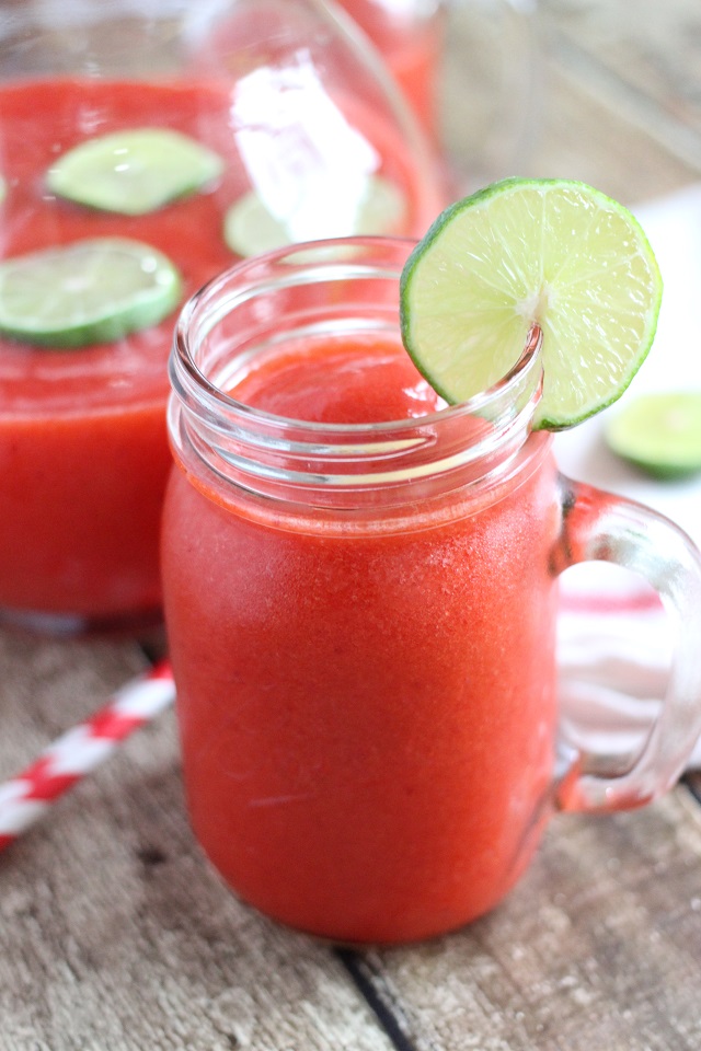 Strawberry Lime Slush Cocktail or Mocktail Recipe Mama Loves Food
