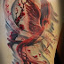 Fantasy phoenix tattoo on back body