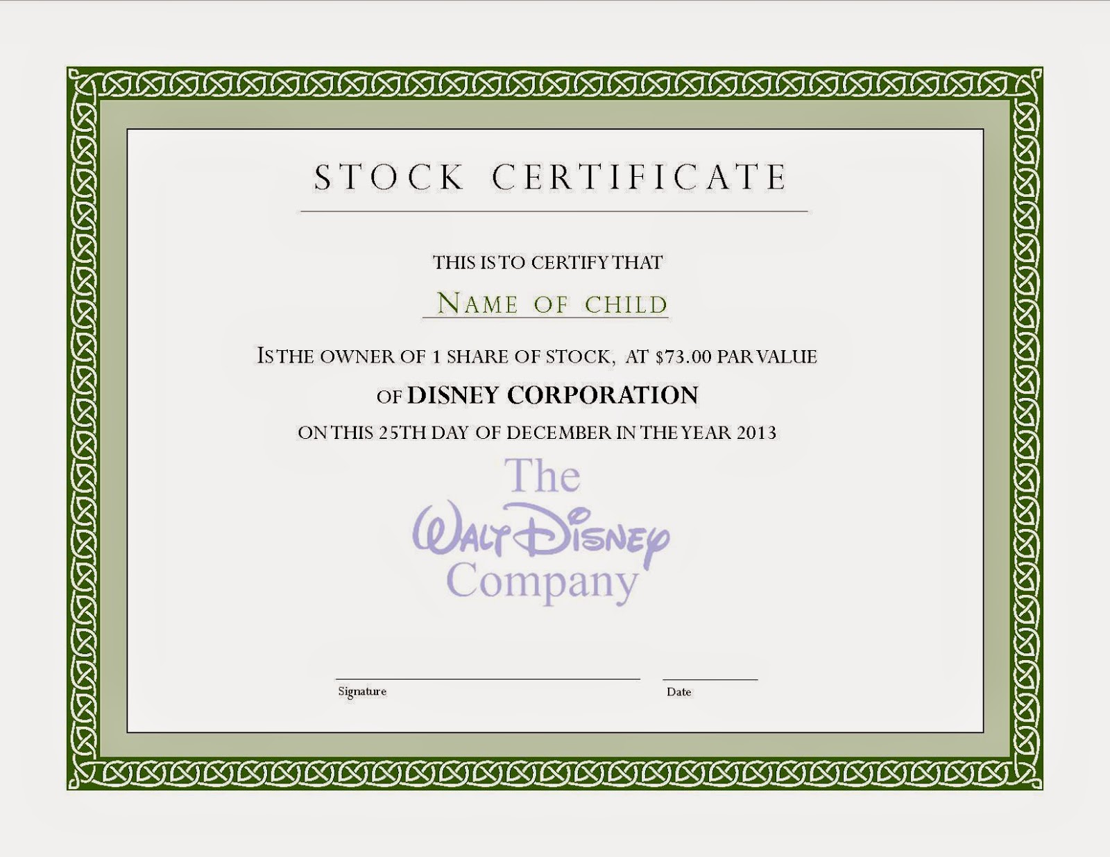 disney certificate template