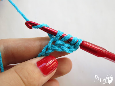 Treble/Triple Crochet (TR) - step by step instruction by Pingo - The Pink Penguin