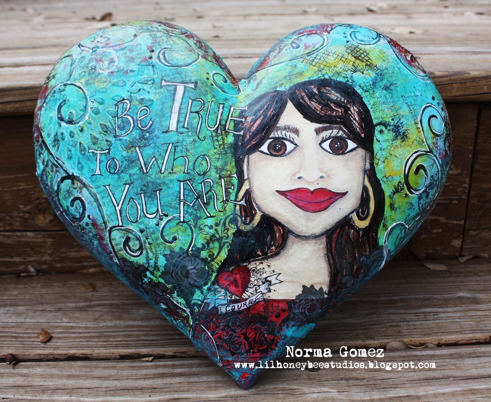 Little Honey Bee Studios Be True Mixed Media Paper Mache Heart