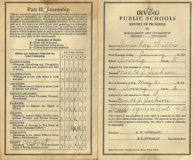 Jim's Blog & Photo Journal Another old report card