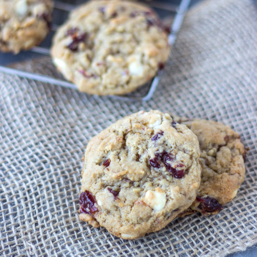 Oatmeal Cookies with Dried Cherries Cooking on the Front Burner