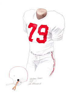 1955 University of Oklahoma Sooners football uniform original art for sale