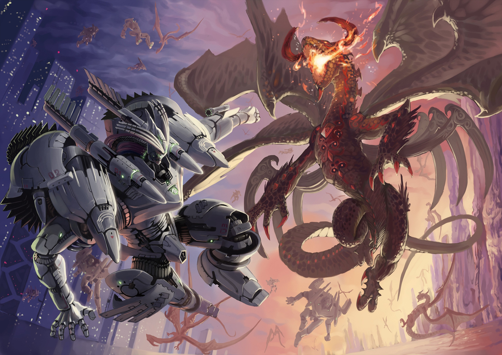 Hd Wallpaper Mecha Dragon Fighting 0751