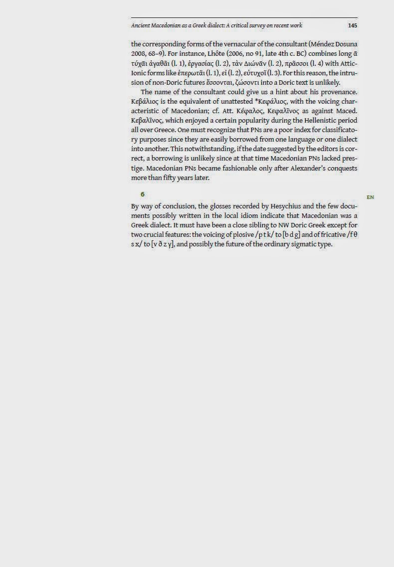 Macedonia Documents Ancient Macedonian as a Greek dialect