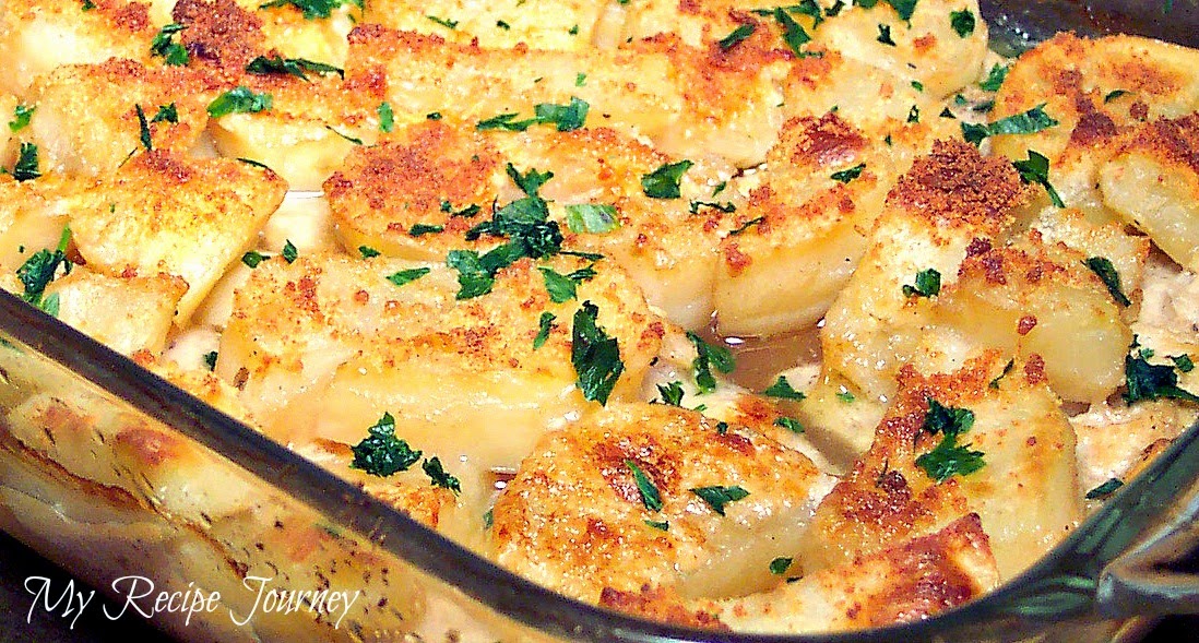 My Recipe Journey Crispy Oven Roasted Parmesan Potatoes Over Chicken