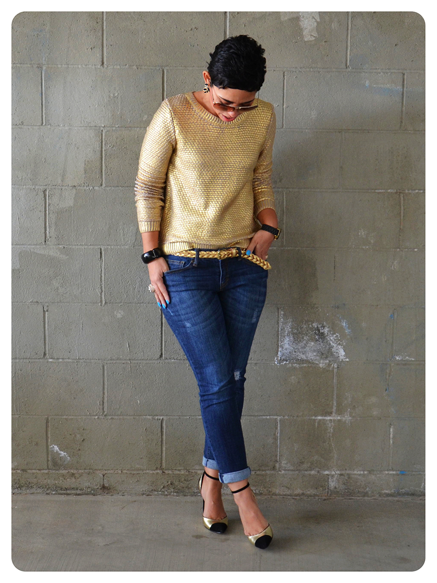 OOTD Gold Sweater + Cap Toe Heels Fashion, Lifestyle, and DIY