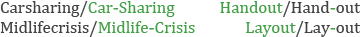 Midlifecrisis und Midlife-Crisis, Carsharing und Car-Sharing
