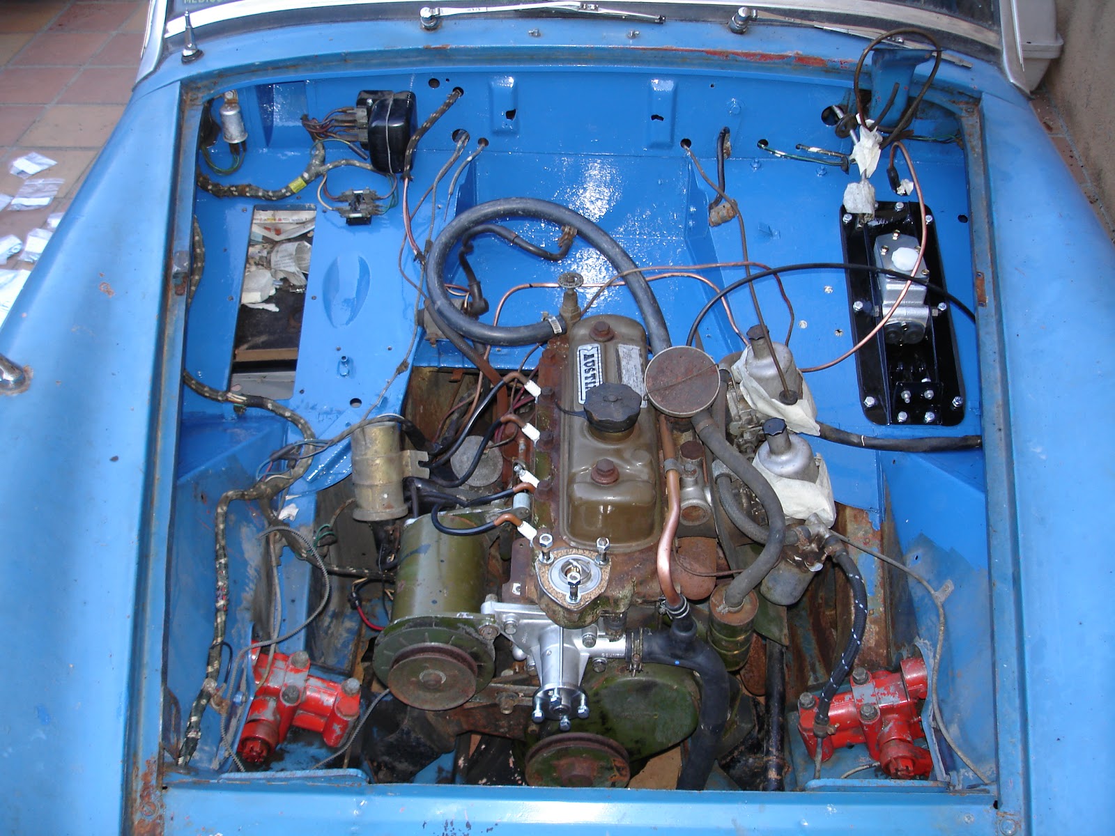 Austin Healey Sprite MK3 restoration Engine bay painting and cooling