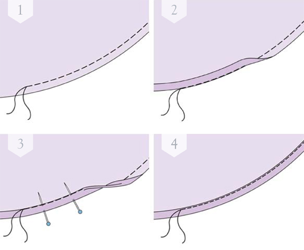Hemming a curved edge tutorial