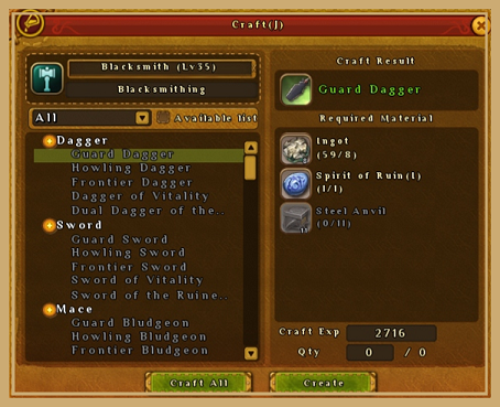 Ragnarok Online 2 Crafting