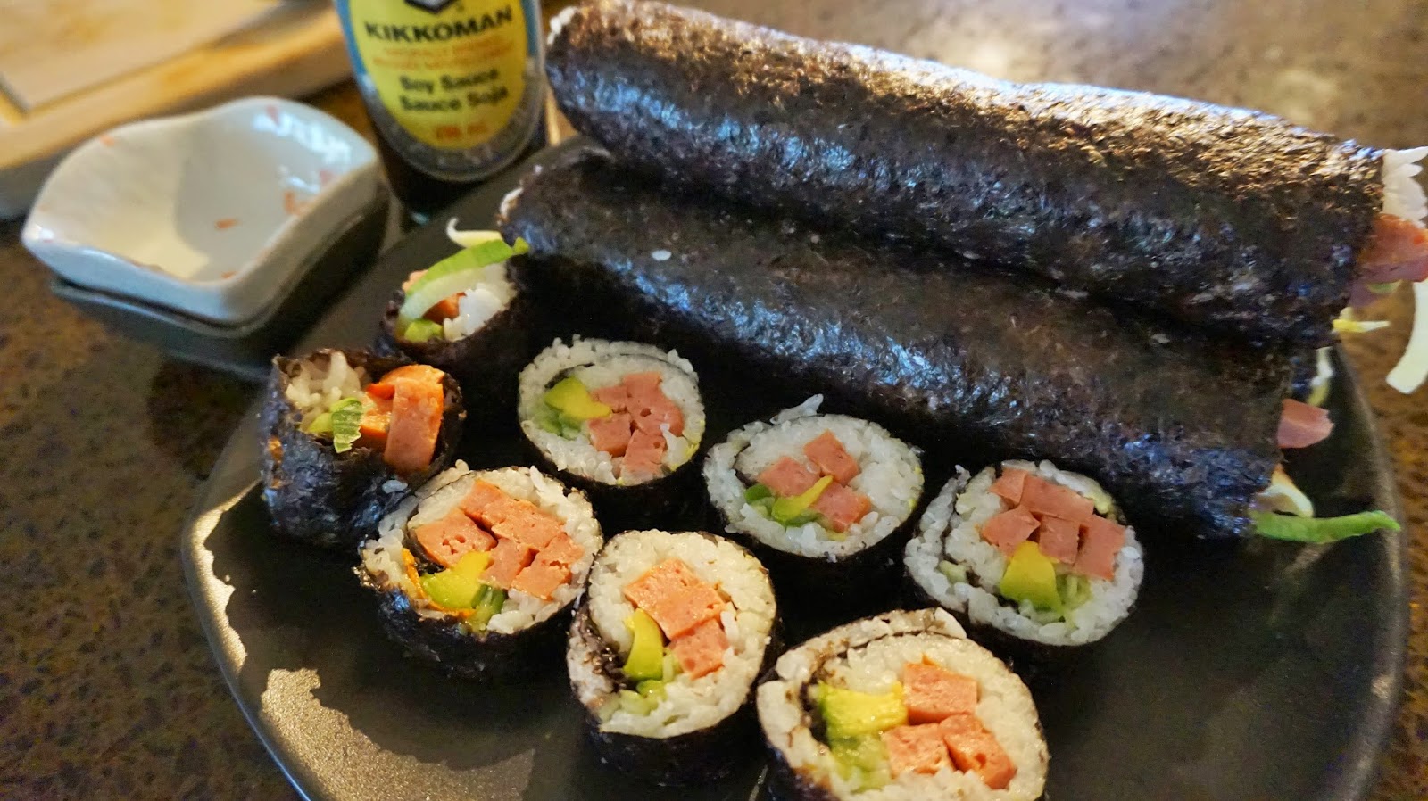 In a Split Second Atlantic Salmon & Spam Kimbap 김밥