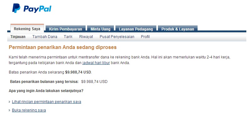 Cara withdraw akun