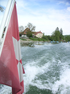Switzerland lakes - house - Switzerland flag