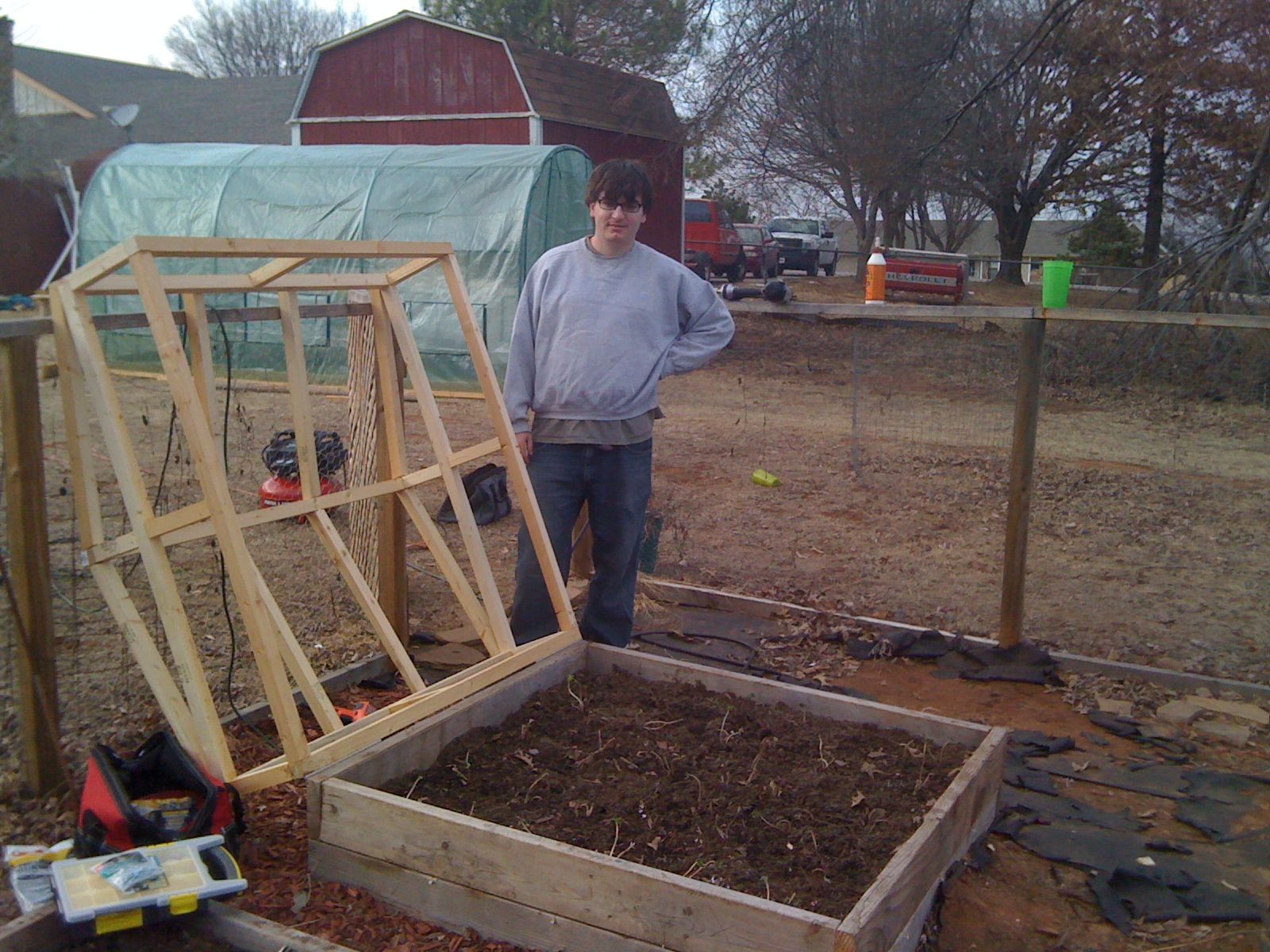 Beau's Oklahoma Raised Bed Garden February Cold frame for strawberries