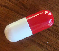 Pill shaped Medication Container in Closed Position Pill Shaped Case for Medication in Closed Position