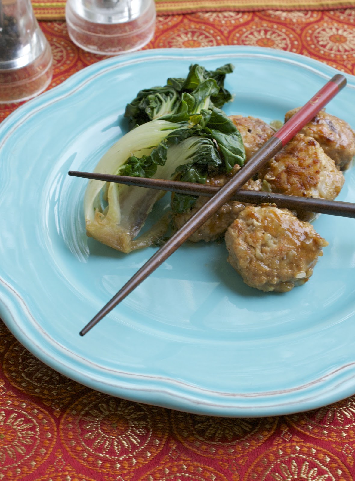 more than burnt toast TurkeyJasmine Rice Meatballs with Baby Bok Choy