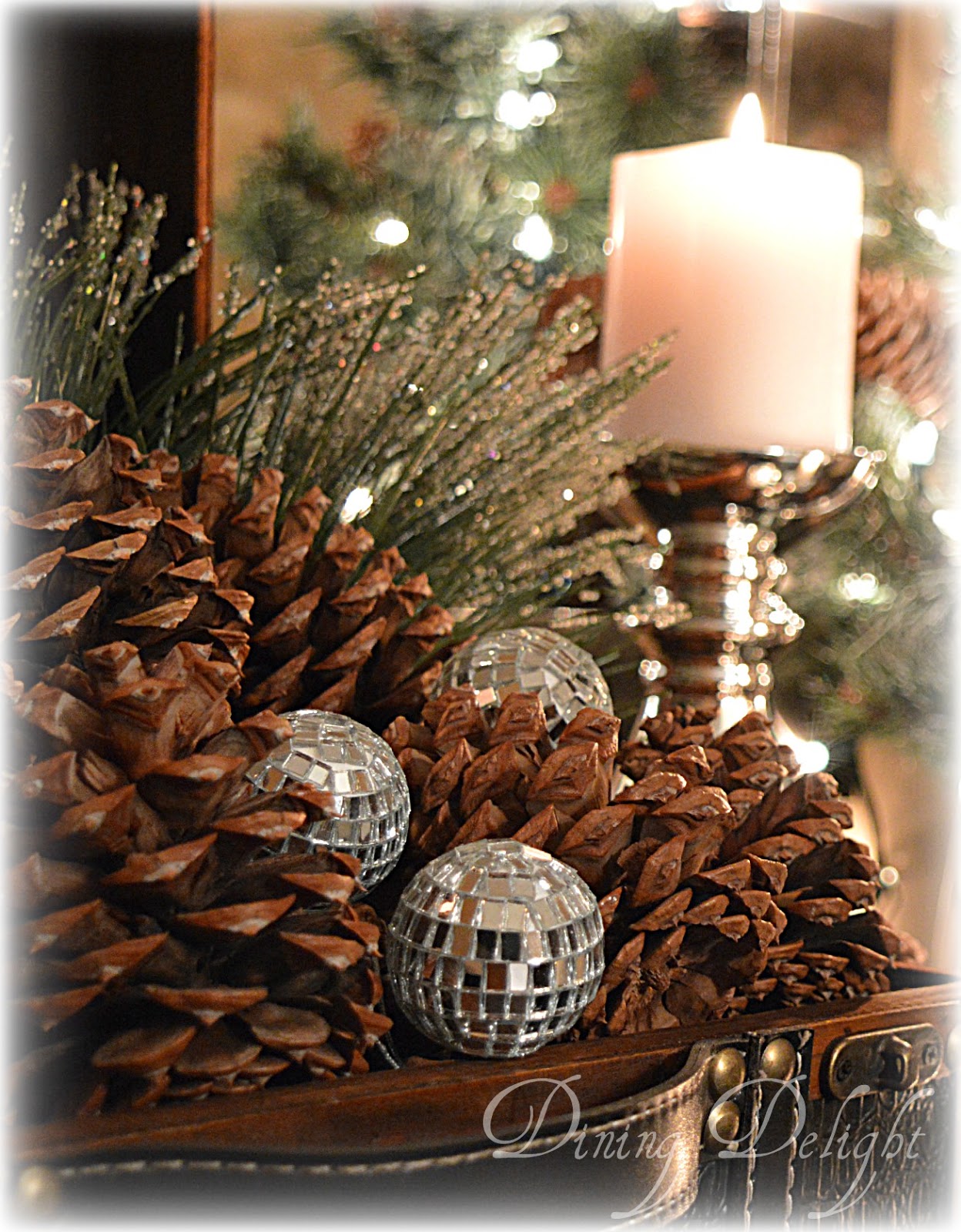 Dining Delight Pine Cones & Candles for Christmas