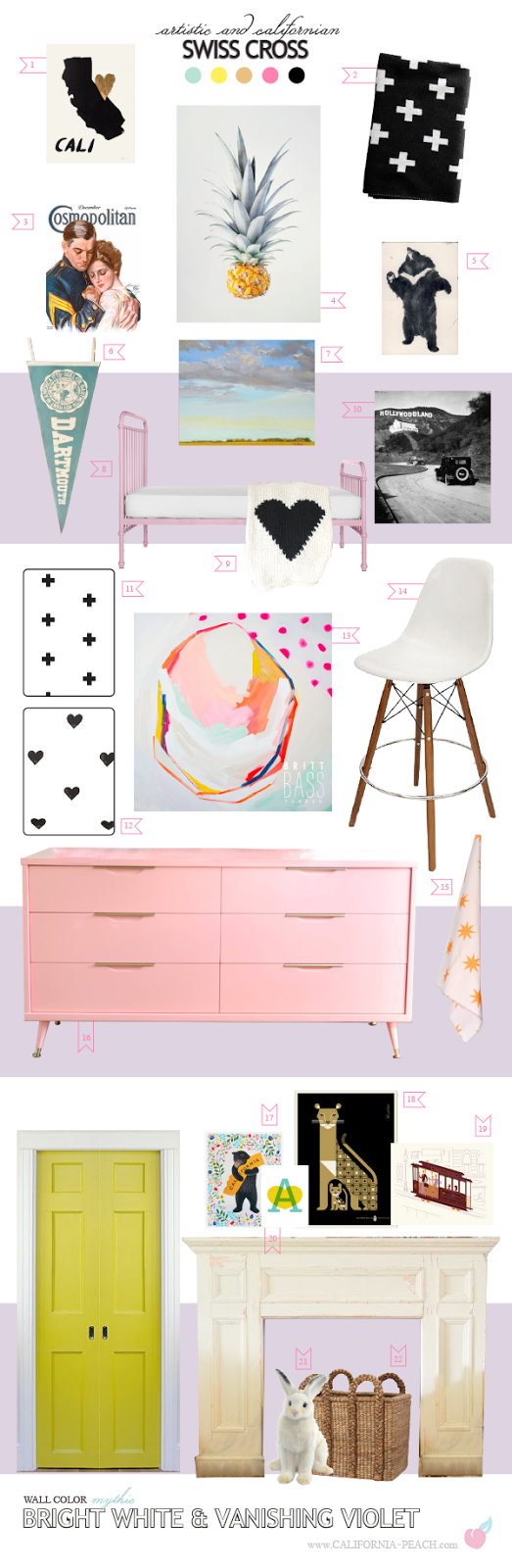 California Peach: Swiss Cross Girls Bedroom California Peach: Swiss Cross Girls Bedroom
