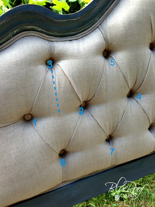 blue roof cabin DIY Diamond Tufted Head Board