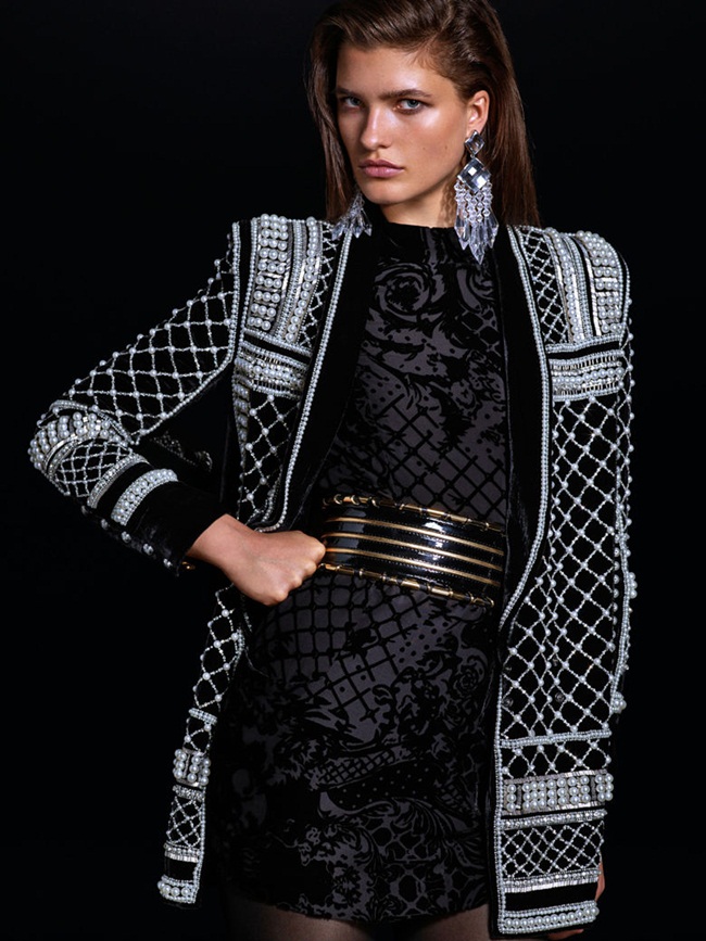 Balmain x H&M 2015 Fall Beaded Velvet Jacket Editorials