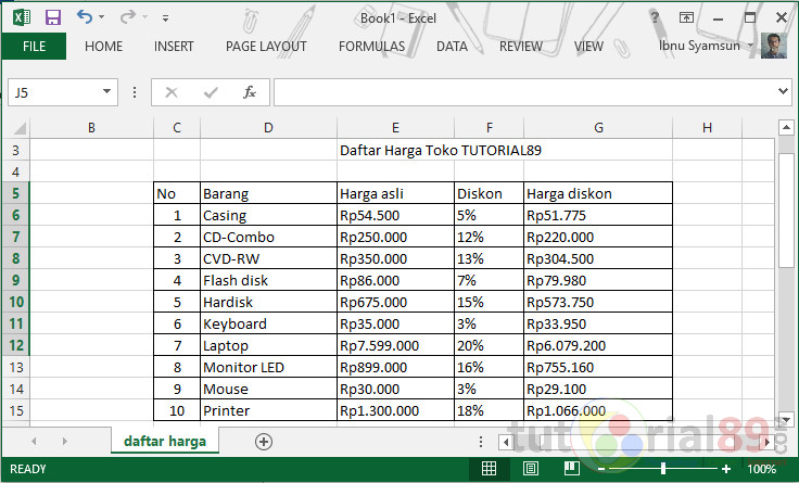 Cara Mudah Menghitungharga Diskon Di Excel Apk Smk Taruna