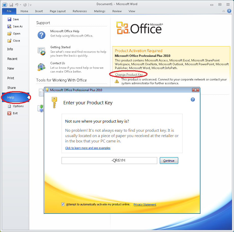 where is the license key for office 2010