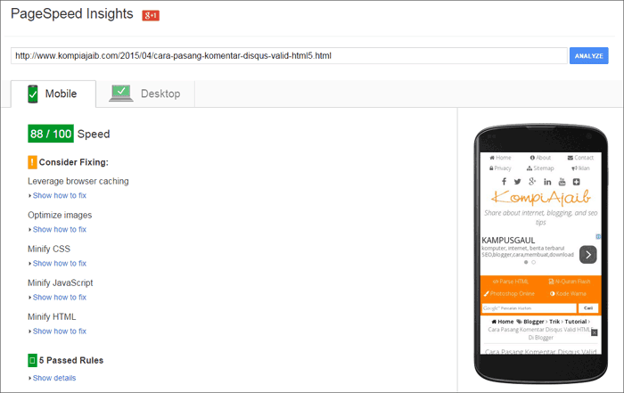 Hasil Pagespeed Insights Untuk Postpage Pagespeed Insights