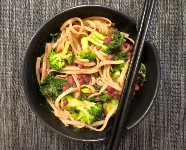 The Veracious Vegan Miso Udon StirFry with Greens and Beans