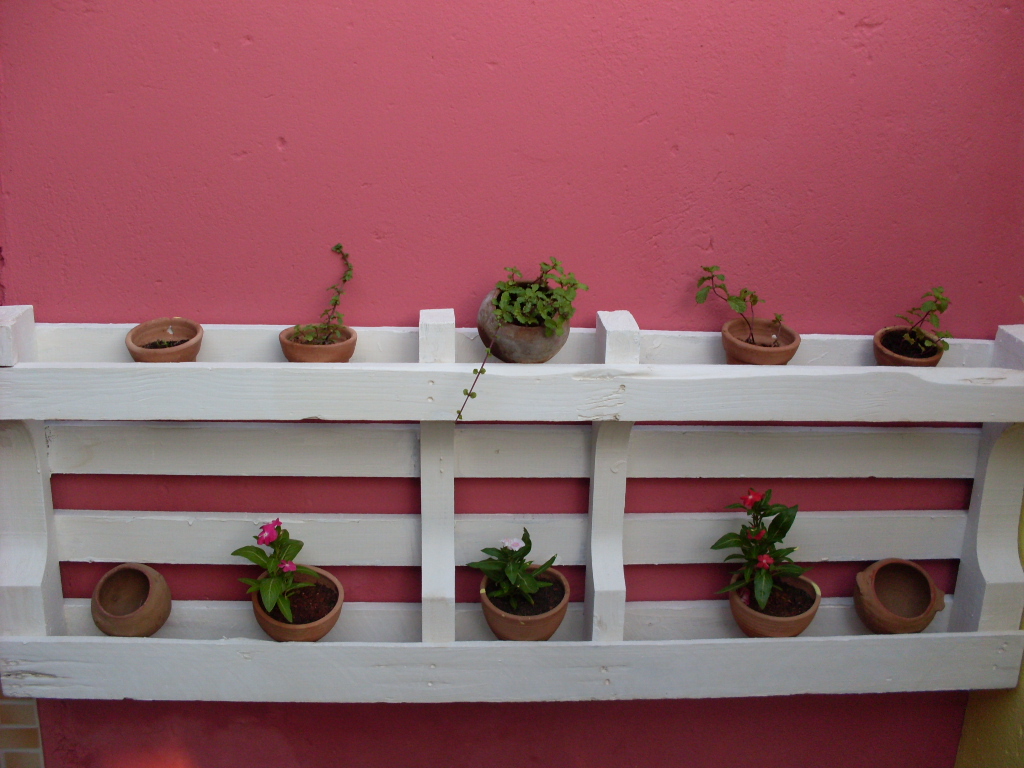 Jardim suspenso, feito com paletes Jardim suspenso, feito com paletes