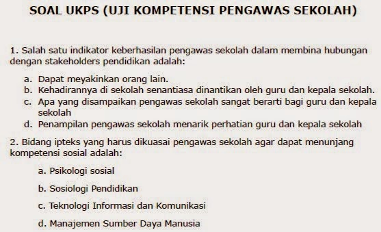Download Contoh Soal Uji Kompetensi Kepala Sekolah Dan Pengawas Mts Maftahul Falah Jepara