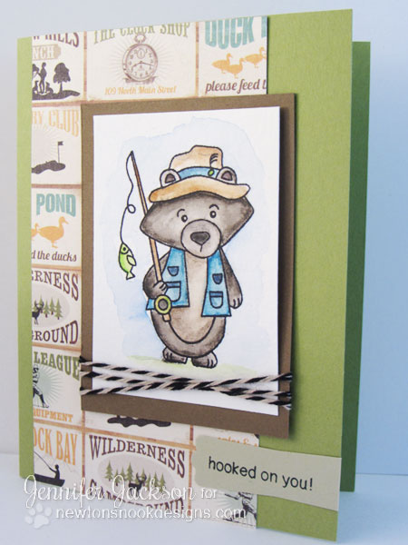 Fishing Bear Card using Campfire Tails Stamp set by Newton's Nook Designs