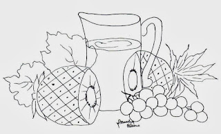 desenho de jarra com abacaxi e uvas