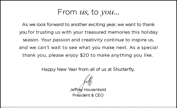Savvy Spending: Check your email for possible USD20 Shutterfly code!