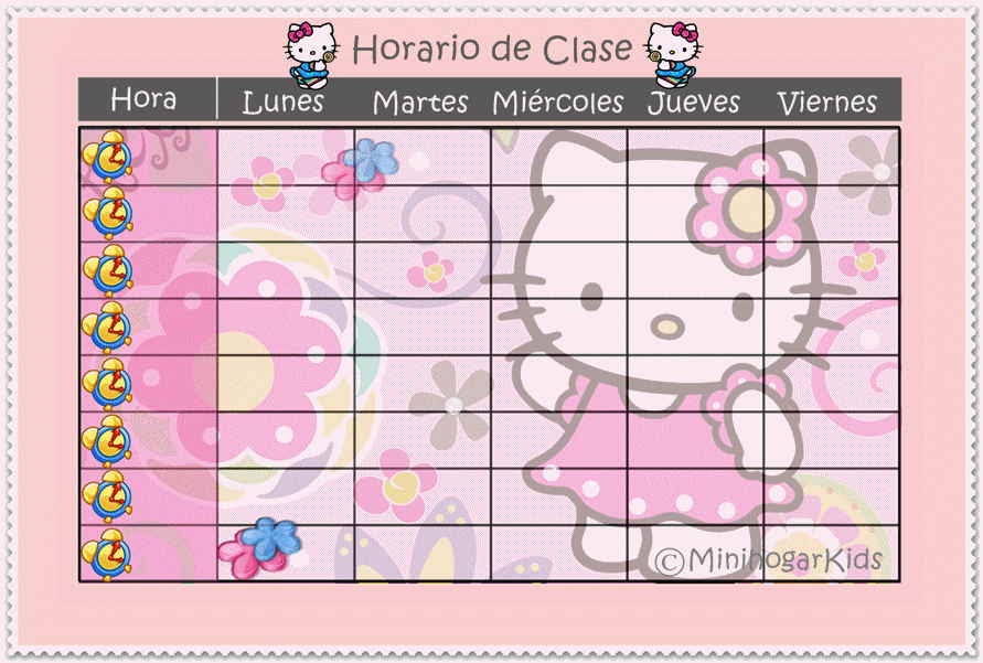 MinihogarKids Horarios: HORARIOS DE CLASE DE HELLO KITTY FLORES