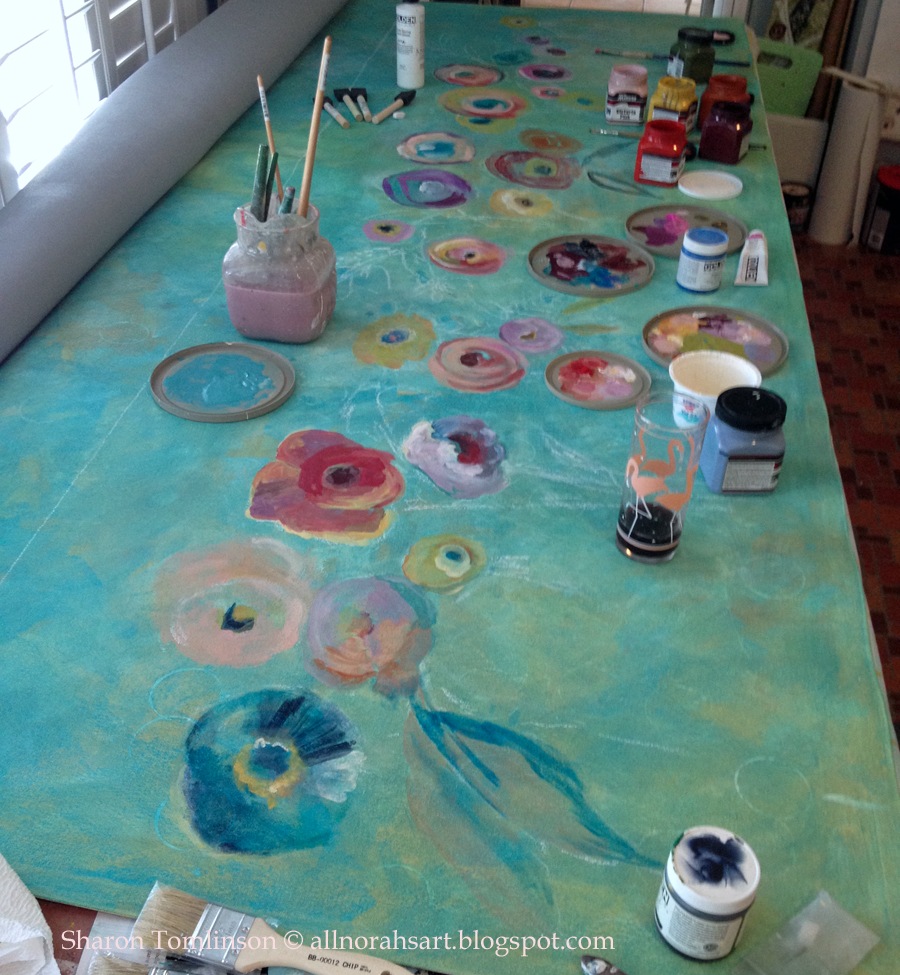 Norah'S Painting a Floor Cloth