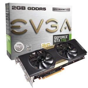 EVGA GeForce GTX770 SuperClocked wEVGA ACX Cooler 2GB GDDR5 256bit, DL DVI-I, DVI-D, HDMI,DP, SLI Ready (03G-P4-2784-KR) Graphics Cards 02G-P4-2774-KR