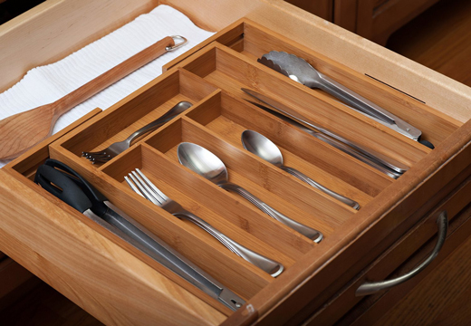 Oma Loves U 7 Slot Expandable Bamboo Silverware Drawer Organizer