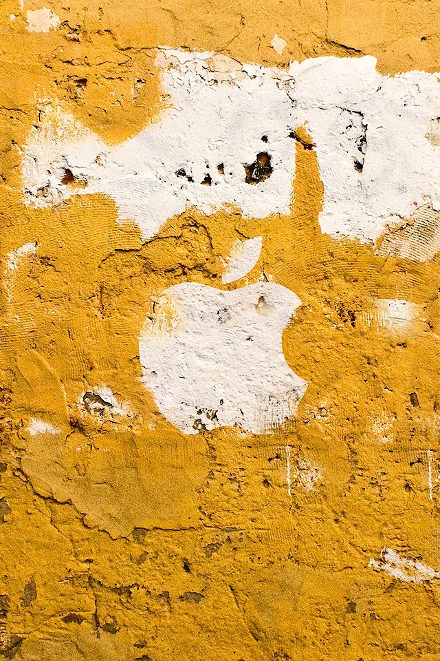 Apple Logo on Yellow Wall  Android Best Wallpaper