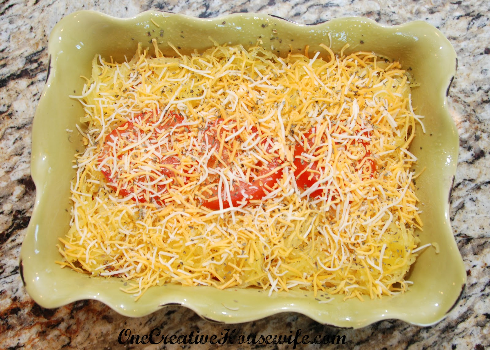 One Creative Housewife Spaghetti Squash Bake