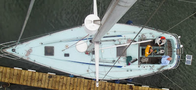 Rigging Inspection of Red Admiral during Insurance Survey View of Red Admiral Sailing Yacht during Insurance Survey